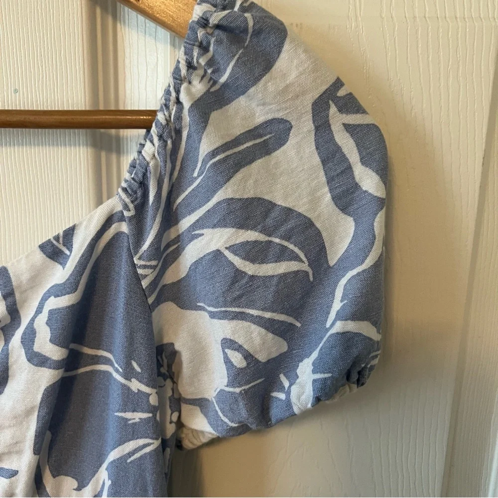 Jessica Simpson cotton linen Blue and White floral Midi Dress women’s size XS - Picture 7 of 7